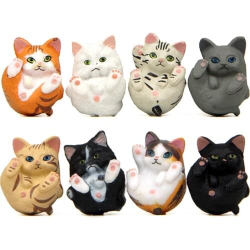 8Pcs Animal Cat Figure Fresh Car Decor Landscape Gardening Table Ornament Craft Doll Gift