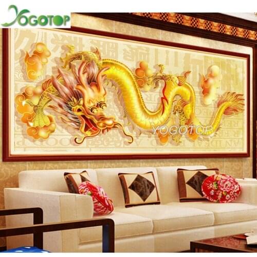 Large Oriental Golden Dragon DIY Diamond Painting 5D puzzle Diamond Embroidery Rhinestone Full Mosaic Home Decor YY3419
