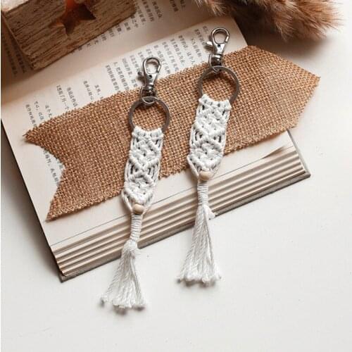 Cotton Woven Macrame Keychains Boho Bag Charms With Tassels Handcrafted Accessories For Car Key Purse Wallet Decorations Gift L8