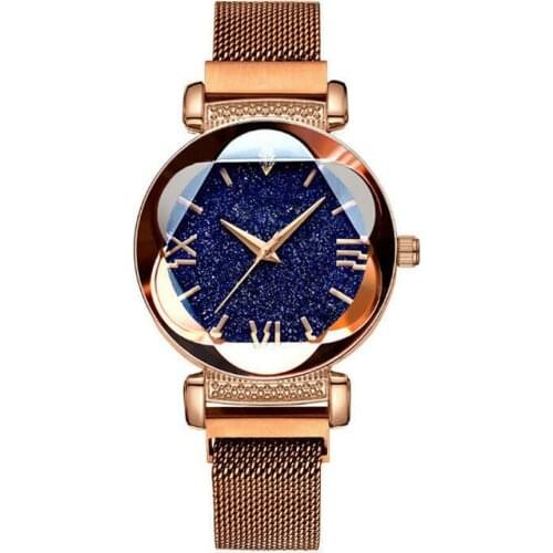 Luxury Rose Gold Women Watches Fashion Diamond Ladies Starry Sky Magnet Watch Waterproof Female Wristwatch For Gift Clock 2021