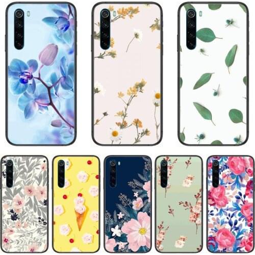Phone Case Flower Oil Painting Colorful cartoon Phone Case For XiaoMi Redmi Note 9S 8 7 6 5 A Pro T Y1 Anime Black Cover Silic