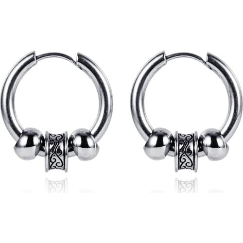 Cyue European 304 Stainless Steel Hoop Earrings Trendy Personality Punk Hiphop For Boy Girl Gift Jewelry