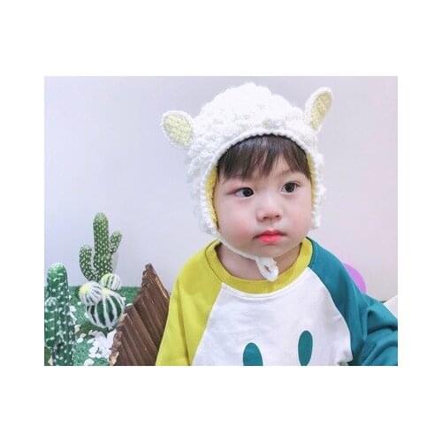 Baby Cap Autumn And Winter Ear Protection Cap Kids Hat Handmade Plus Thick Velvet Headdress For Children Goods For New Borns