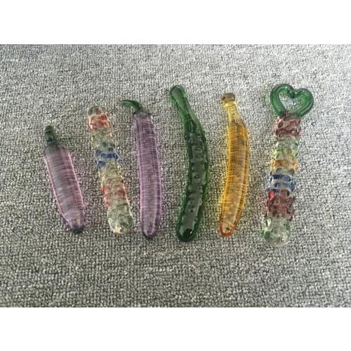 Fruit And Vegetable Crystal Stick Anal Plug Sex Toys Glass Penis Back Court Anal Plug Female Masturbation Stick