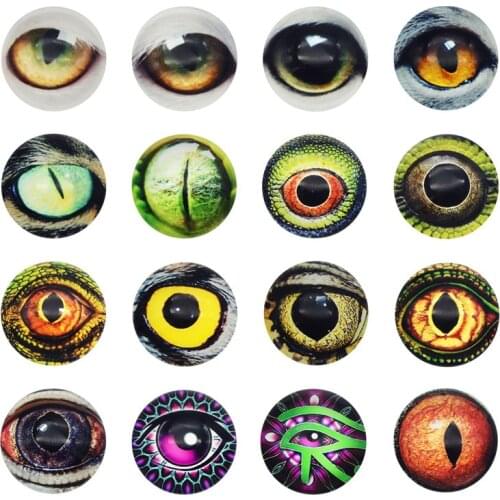Julie Wang 6-30mm In Pairs Glass Eyes Cabochons Mixed Round Dragon Cat Animal Beast Doll Eyes Flat Back Jewelry Making Accessory