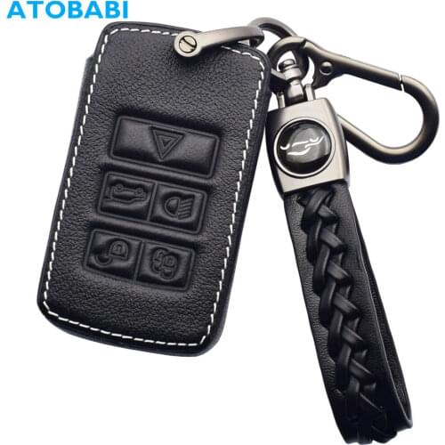 Leather Car Key Case Remote Control Fobs Protector Cover For Land Rover Discovery Range Rover Sport Evoque 2018 2019 2020 Jaguar