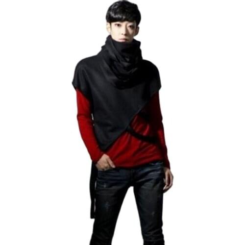 Personality Men T Shirt asymmetric cloak T-Shirt Streetwear Summer 2021 Tops Tees night club singer punk Hip Hop Tshirt