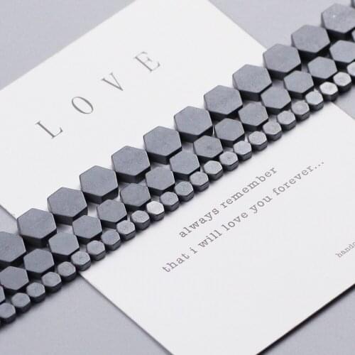 Matte geometry Hexagon Black Hematite beads Natural Stone 4/6/8MM Spacer Loose Beads for Jewelry Necklace Bracelet Making DIY