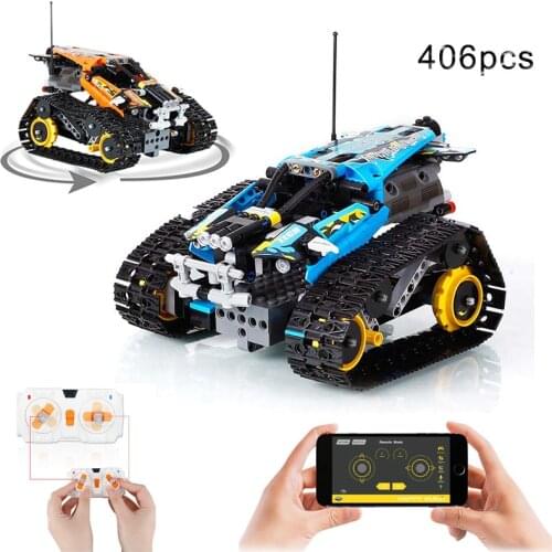 Moc APP RC Tracked Stunt Car Smart Remote Control Building Blocks Car Speed Champion Vehicle DIY Bricks Car Toys Children Gift