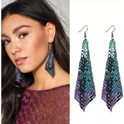 Fashion Small square long section Womens earrings Bridal evening dress accessories jewelry Party Gift earrings for women