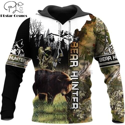 PLstar Cosmos bear HUNTING 3D Printed Shirts 3D Print Hoodies/Sweatshirt/Zipper Man Women big black bear Bow Hunter Bear-7