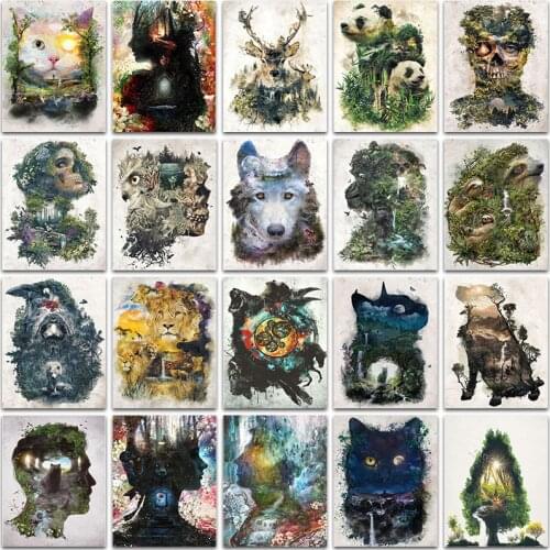 Diamond Painting Kit Paint Animal Cat Dog Lion Wolf deer panda Rose Full Square&Round embroidery mosaic Cross stitch Home Decor