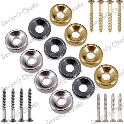 Set of 4 Pcs Neck Bushing / Neck Joint Bushing Ferrule For Bass Guitar with Mounting Screws / Black - Gold