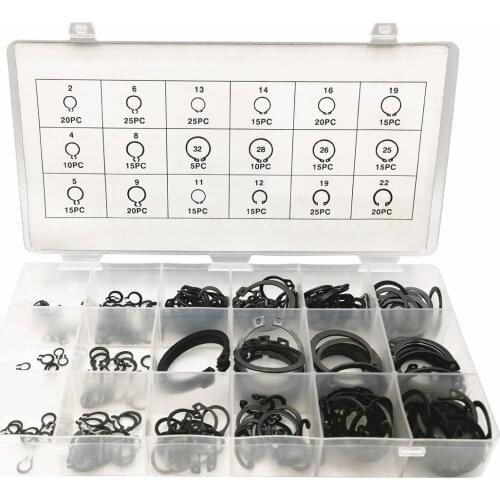 300pcs c clip external circlip snap retaining rings set stainless steel carbon steel 5-19mm circlip set for shaft