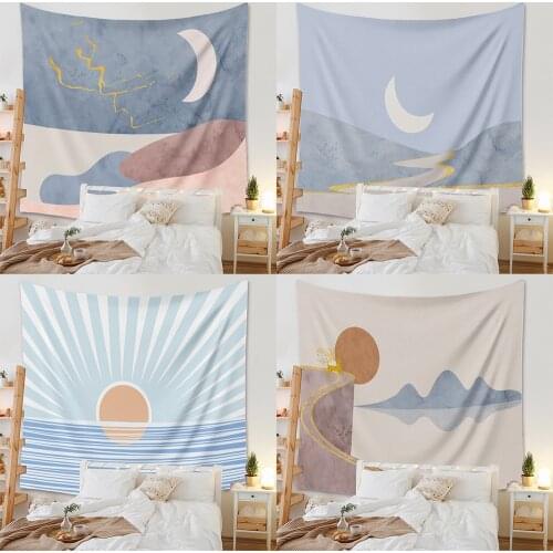 Pink Sun Moon Mandala Tapestry Wall Hanging Bohemian Celestial Wall Tapestry Hippie Wall Carpets Dorm Decor Boho Home Decoration