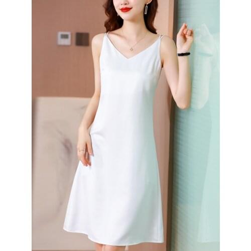 Very Soft Smooth Fashion Woman Dresses elegant High Quality Womens V-neck Dress Knee-Length Dress Summer Slim white dresses