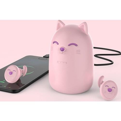 For girl women original TWS wireless headset bluetooth5.0 headset cute kitten appearance macarons 2000mAh battery