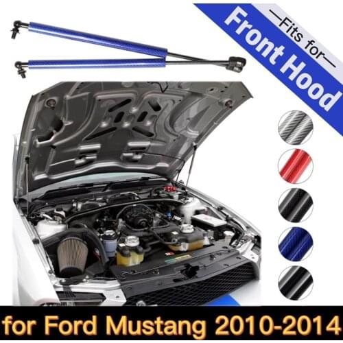 For Ford Mustang 2010-2014 Front Hood Bonnet Modify Gas Struts Lift Supports Shock Dampers Absorber Rod Prop Bar Carbon Fiber