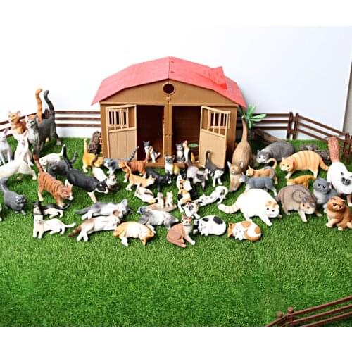 Realistic Cat Figurines, Hand Painted Educational Cat Figures Animals Toy Set,Cake Topper Christmas Birthday Gift for Kids