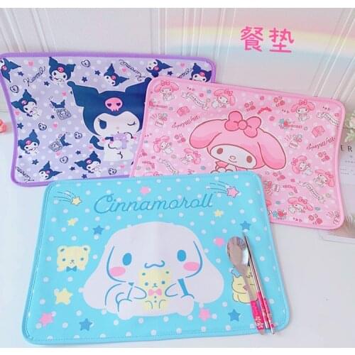 Sanrio hello kitty Cartoon Placemat Melody Mouse Pad Kuromi Childrens Lunch Pad Waterproof PU+Aluminum Foil Table Mat