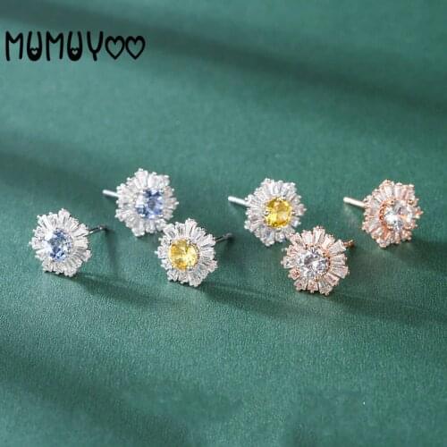 SWA Fashion Jewelry High Quality Charm Simple and Generous Sunflower Earrings Female Fresh Chrysanthemum Daisy Earrings