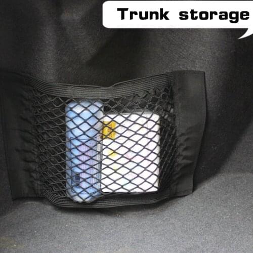Car Trunk Storage Net With Adhesive Tape Storage Net Car Accessories Interior Organizer Pouch Bag for Bottles/ Groceries