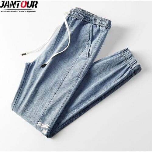 Spring Summer Harlan Cotton Casual Pants Mens Trend Loose Tie Foot Pants Thin Elastic Waist Drawstring Jogging Trousers M-4XL