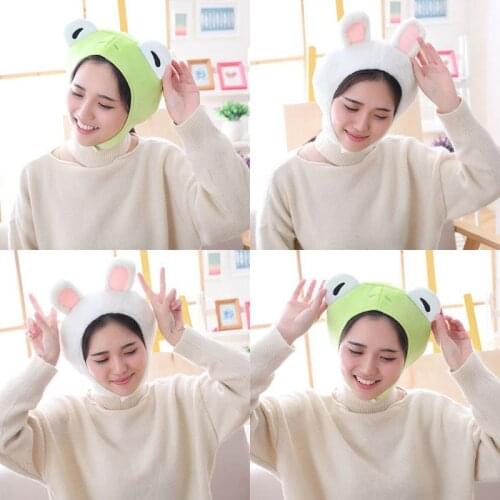 Women Girls Cute Rabbit Frog Animal Earflap Hat Winter Warm Plush Beanie Cap Mask Cosplay Costume Party Supplies Photo Props