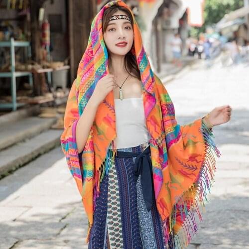 Cloak retro versatile square scarf soft scarfs autumn and winter Korean bib tassels cape bufanda mujer luxury brand new shawl