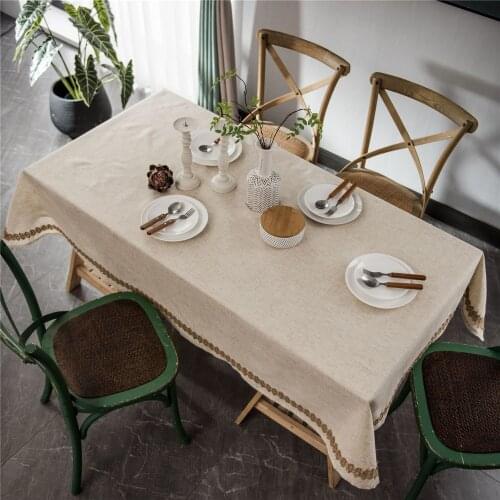 Hemp Rope Lace Polyester Linen Tablecloth Village style Table Cloth Rectangular Table Mat