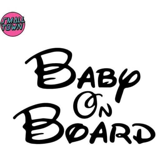 Small Town 14.2X9.6CM BABY ON BOARD Warning Mark Vinyl Decal Cartoon Decoration Bumper Car Sticker C25-0016