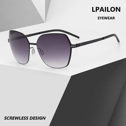 【LPAILON】 Pure Titanium Screwless Design sunglasses , superlight and Elastictiy UV400 sun glasses for women SAW