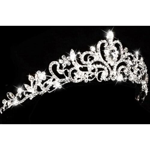 2018 Wedding Crowns Hair Accessories Silver Plated Crystal Bridal Hairband Tiara Semi-circle Bride Headband For Women Prom Party