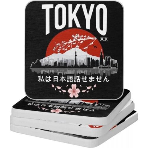 Tokyo I Don't Speak Japanese Diatomite Square Round Coaster Resistant Water Cup Bonsai Mat Soap Toothbrush Pad 10x10cm