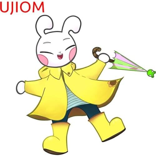 UJIOM Cartoon Wall Stickers Cute Rainy Bunny Sticker Room Decorations Child Bedroom Wallpaper Waterproof Home Decor Art Decals