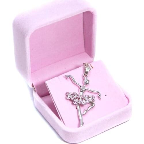 Vintage Crystal Pendant pink Necklace Dancer Ballet Choker Chain Necklace For Girls Christmas Valentines day Jewelry Gift