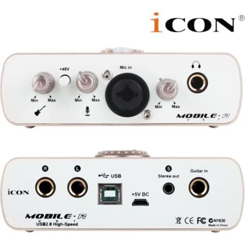 ICON mobile R VST USB external sound card 24-Bit 96/192KHz 1 mic In/1 guitar-In 2 analog output headphone output for Microphone