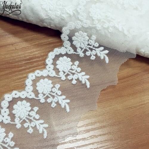 Soft Tulle Lace Cotton Embroidery Lace Butterfly Trim Apparel Sewing Accessories 5.5cm