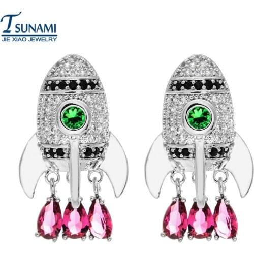 High quality AAA rocket colored zircon earrings The perfect clarity of a woman/girls jewelry ER-097