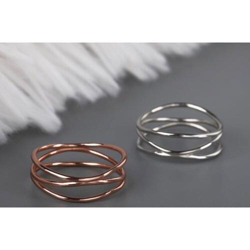 925 Sterling Silver Multi-layer Line Ring Simple Temperament Ring For Women Geometry Gothic Wedding 2021 Trend Fine Jewelry