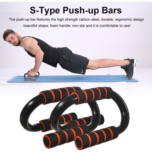 1 Pair S Shape Push-Ups Bars Push-Ups Stands With Slip Resistant Handle For Men Women Pull Ups Strength Training Daily Workouts