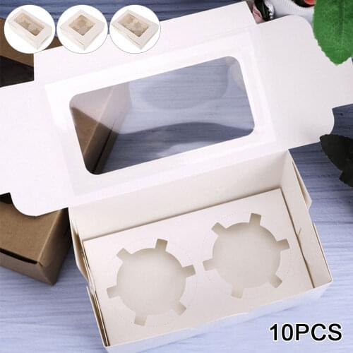 10pcs Transparent Cupcake Box Removable Tray Food Box Cake Biscuit Snack Packaging Bag Party Gift Packaging Cookies Box