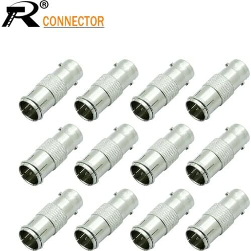 12pcs F Type male to BNC female converter Video cable CCTV Security Camera RF/Coaxial conversion connector Adapters