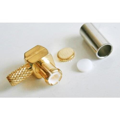 MCX Connector MCX Male 90 Degree Right Angle TYPE L plug Crimp For RG316 RG174 RG179 LMR100 Cable Brass RF Coax Adapter PTFE
