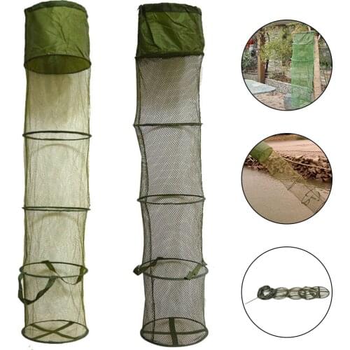5 Layers Collapsible Fishing Basket Dip Net Fishing Cage Lightweight Portable Fishing Poke 30cm*140cm Fishing Accessories Tool