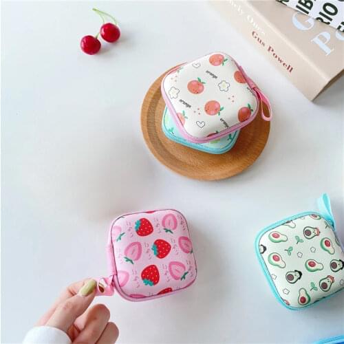 Lovely Peach Lemon Strawberry Portable Earphone Storage Case Earbuds Memory Card USB Cable Coins Bag Earphone Accessories
