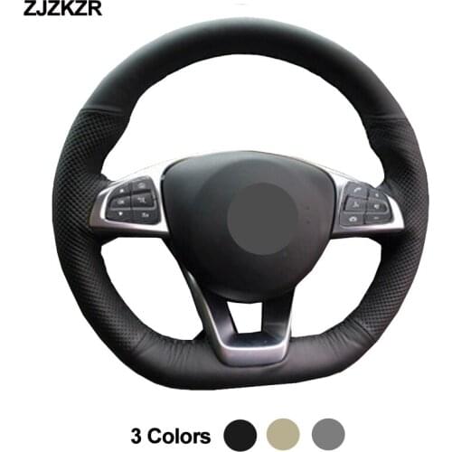 Hand Sew Car Steering-Wheel Cover Wrap For Mercedes Benz C200 C250 C300 B250 B260 A200 A250 Sport CLA220 CLS400 Beige Black Gray