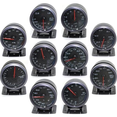 DRAGON GAUGE 60MM Boost/Water Temp/Oil Temp/Oil press/Volt/ RPM/ Air fuel /Exhaust Gas Gauge Black Color Dual Led Color Display