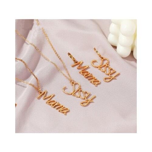 European and American new style set jewelry fashion English letter necklace mothers day mother earrings