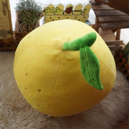 Fancytrader Cute Lemon Plush Toys Doll Round Shaped Fruits Yellow Lemon Pillow Cushion 40cm Kids Present